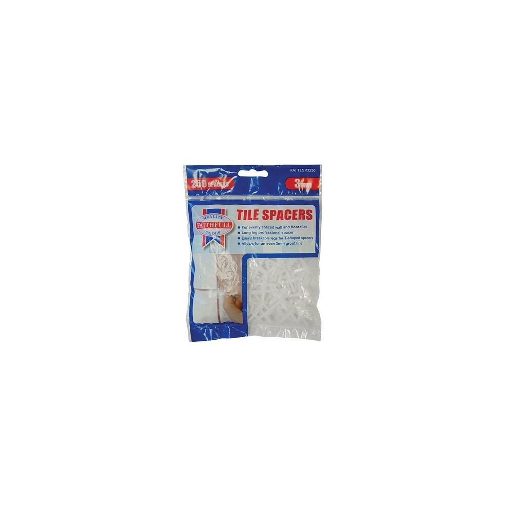 Faithfull FAITLSP3250 Tile Spacer Long Leg 3mm Bag of 250