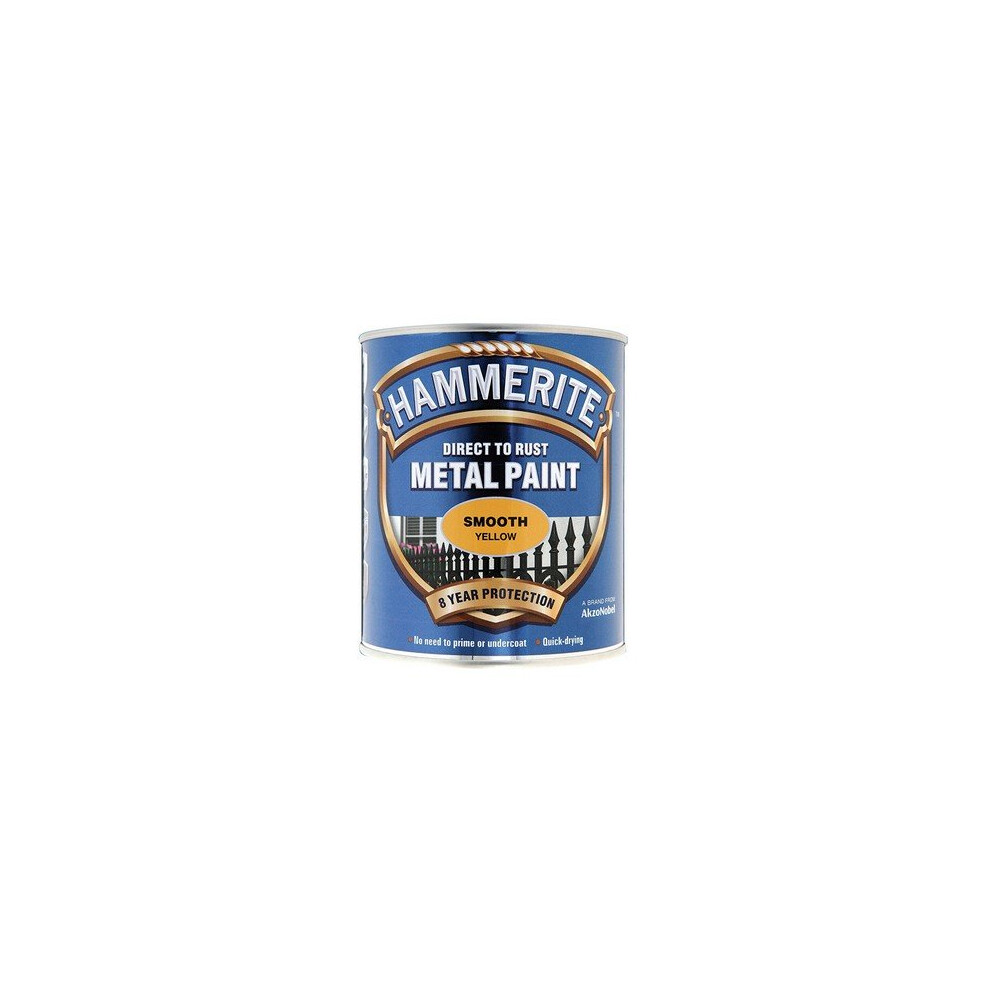 Hammerite SFY750 Direct to Rust Smooth Finish Metal Paint Yellow 750ml