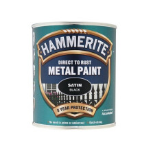 Hammerite SATBL750 Direct to Rust Satin Finish Metal Paint Black 750ml