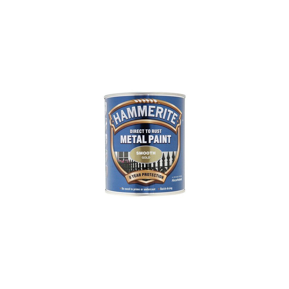 Hammerite SFGO750 Direct to Rust Smooth Finish Metal Paint Gold 750ml