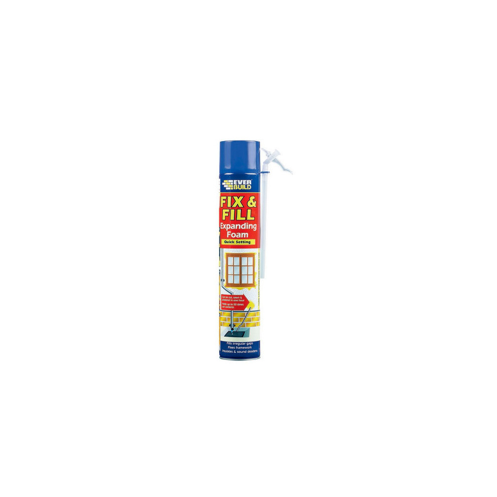 EVERBUILD FIX & FILL EXPANDING FOAM, LARGE, 750ml, QUICK SETTING (BLUE LID ON AEROSOL CAN)