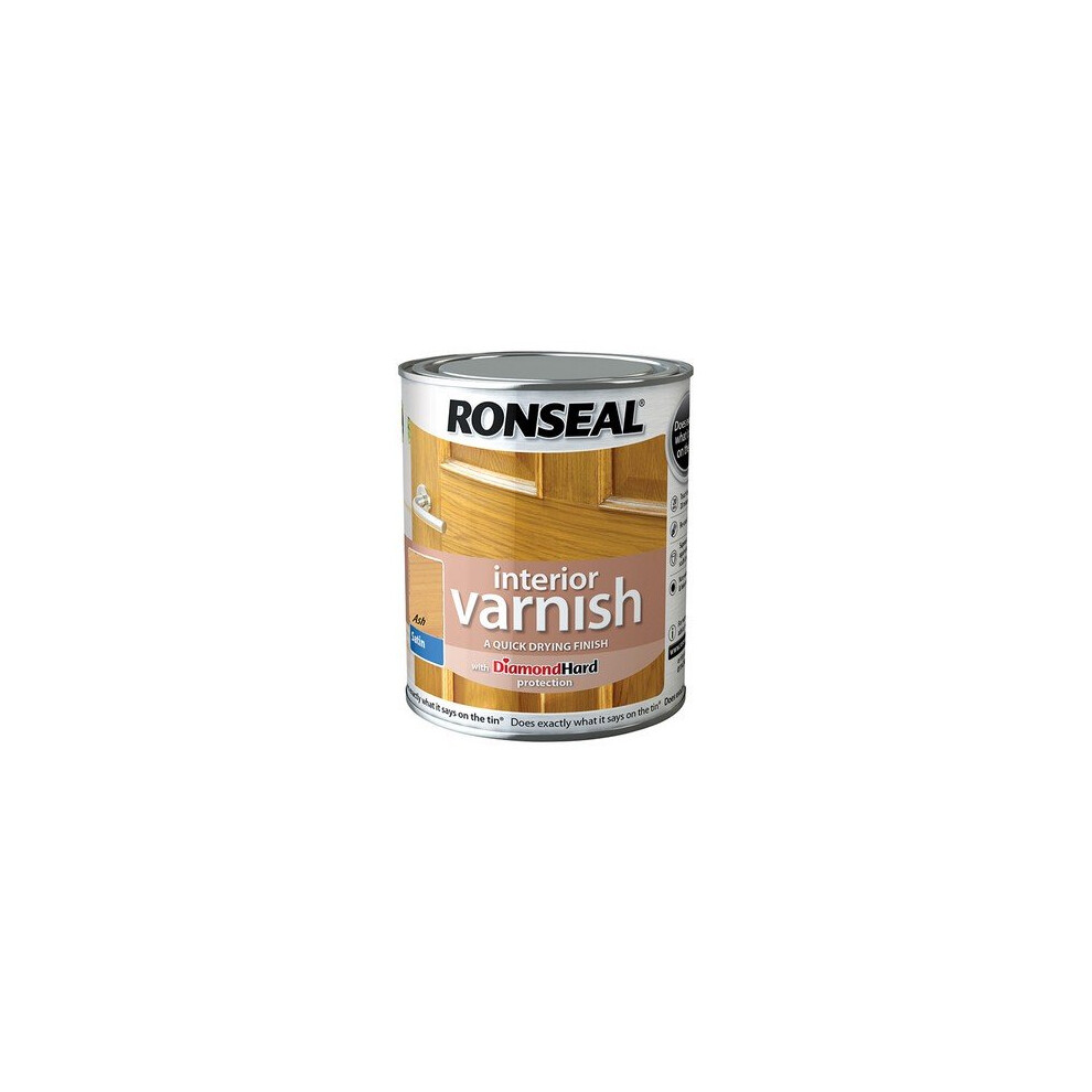 Ronseal 36830 Interior Varnish Quick Dry Satin Ash 750ml