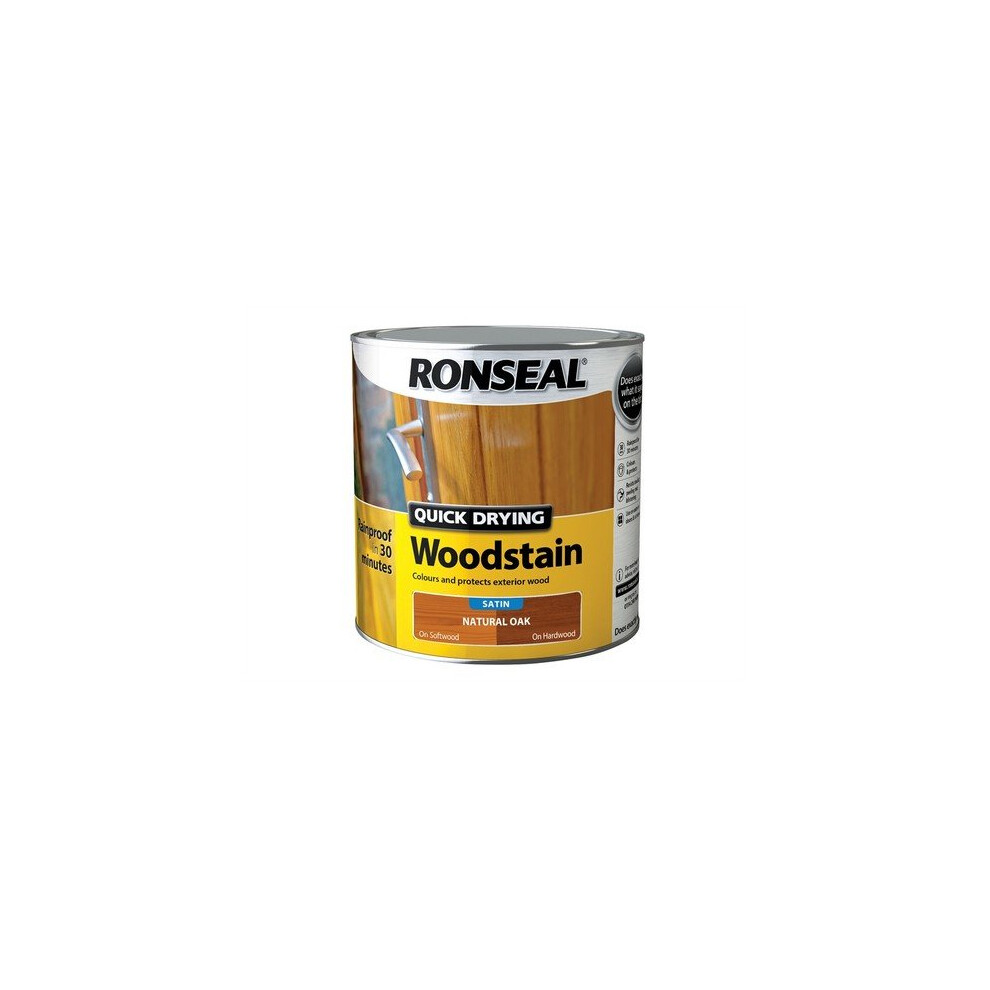 Ronseal 36947 Woodstain Quick Dry Satin Natural Oak 2.5 Litre