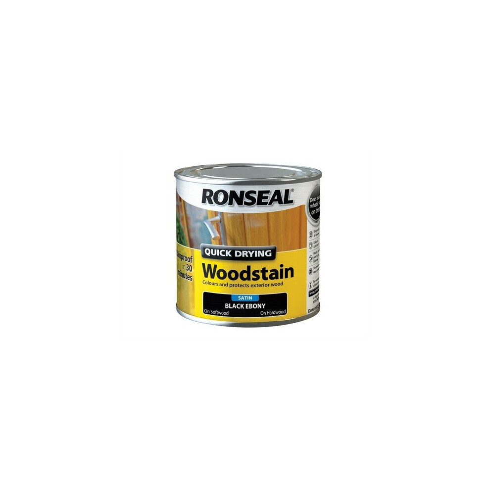 Ronseal 36951 Woodstain Quick Dry Satin Ebony 250ml