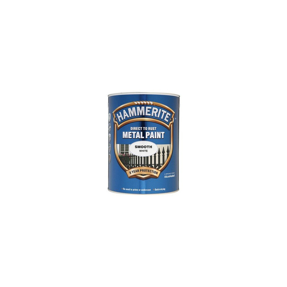 Hammerite SFW5L Direct to Rust Smooth Finish Metal Paint White 5 Litre