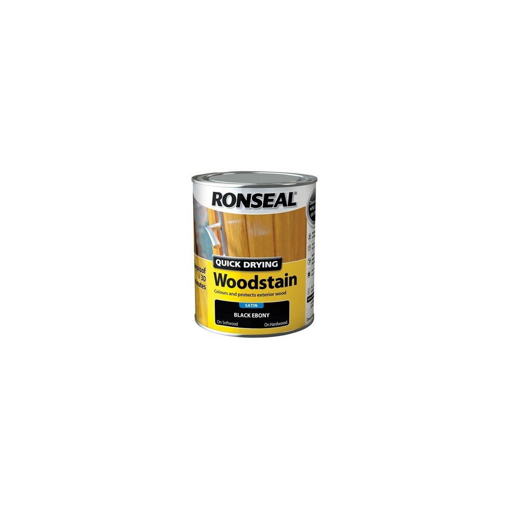 Ronseal 36952 Woodstain Quick Dry Satin Ebony 750ml