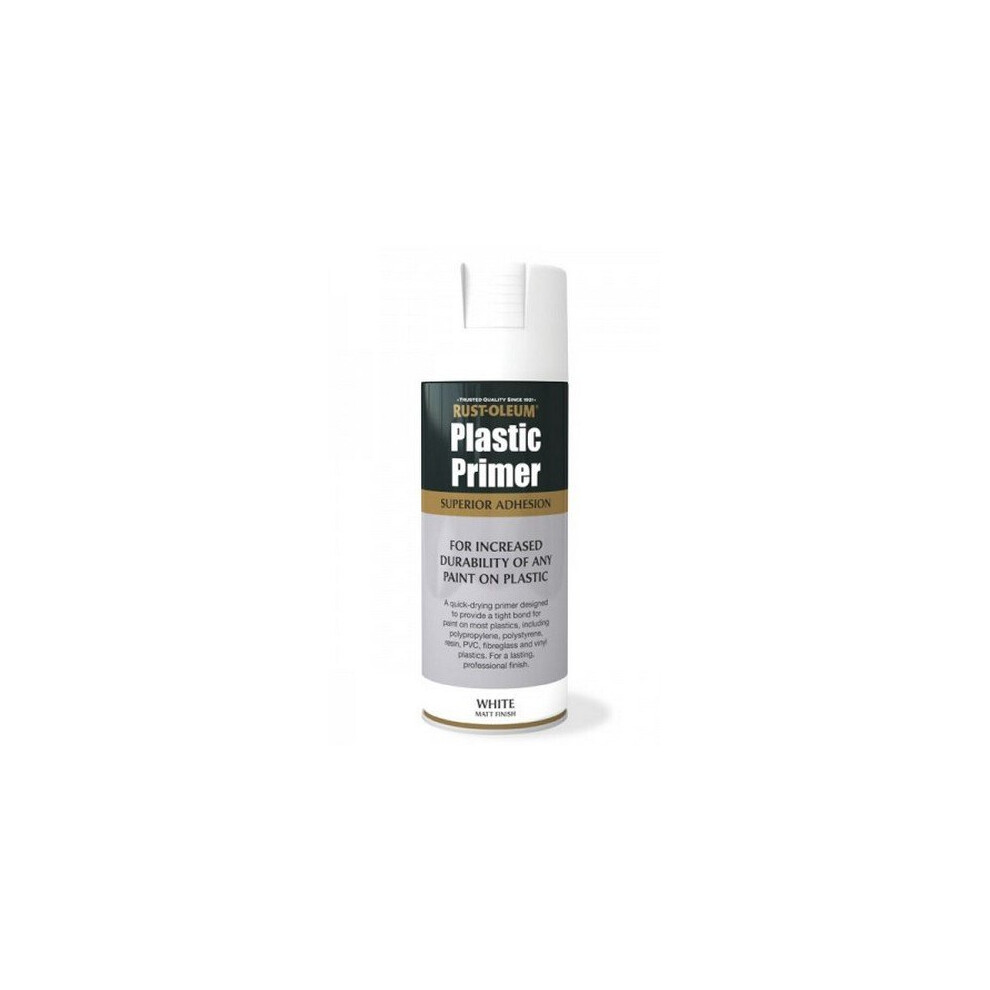 Rust-Oleum AE0030003E8 Plastic Primer Matt White Spray Paint 400ml