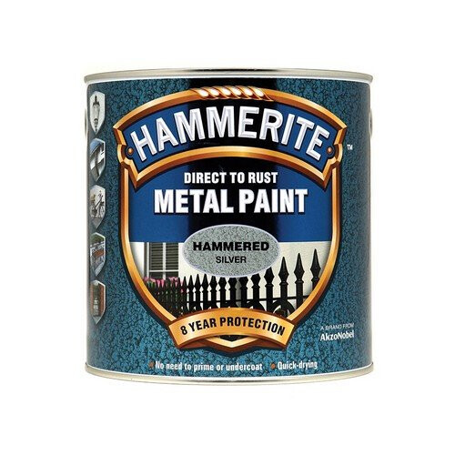 Hammerite Hammerite HFSG25L Direct to Rust Hammered Finish Metal Paint Silver 2.5 Litre