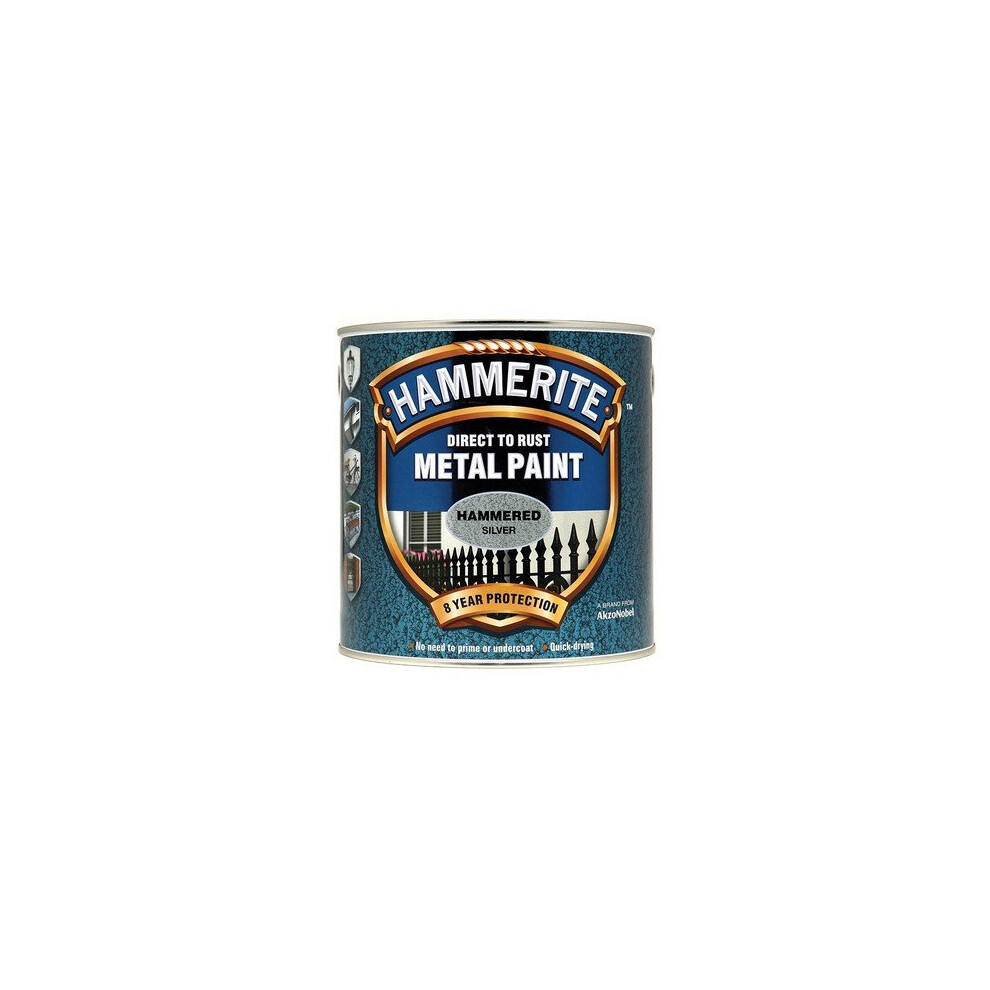 Hammerite HFSG25L Direct to Rust Hammered Finish Metal Paint Silver 2.5 Litre