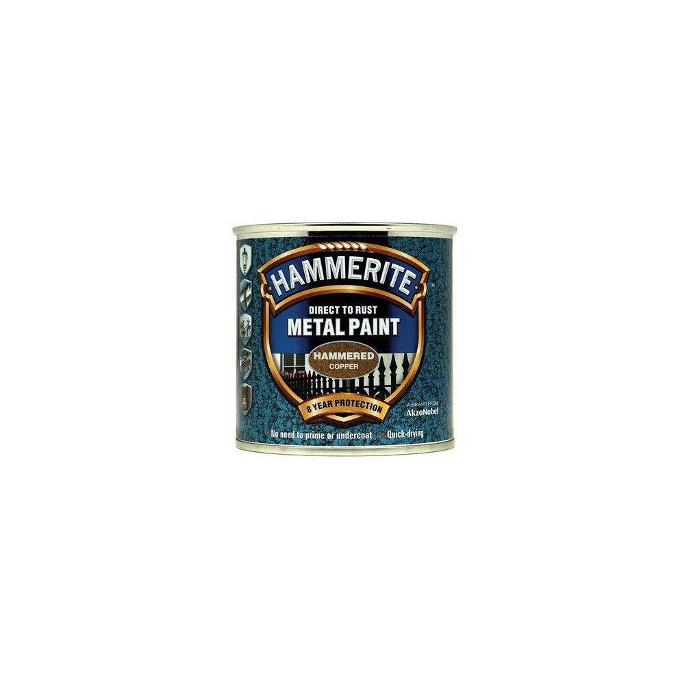 Hammerite HFCO250 Direct to Rust Hammered Finish Metal Paint Copper 250ml