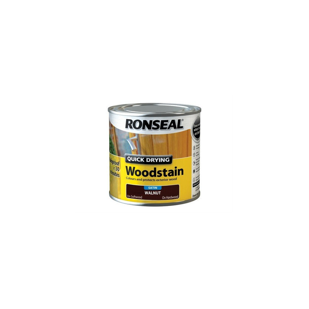 Ronseal 37461 Woodstain Quick Dry Satin Smoked Walnut 250ml