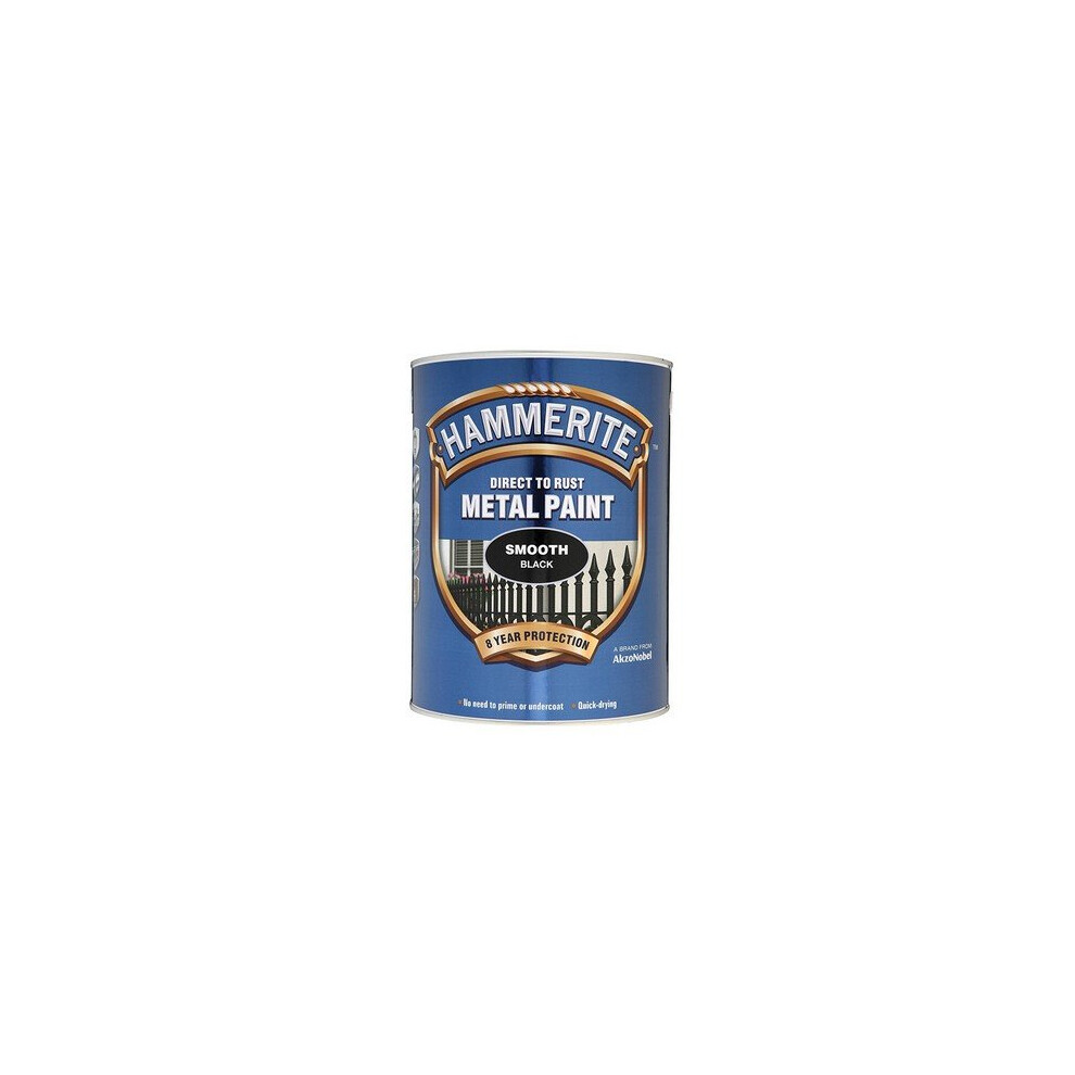 Hammerite SFB5L Direct to Rust Smooth Finish Metal Paint Black 5 Litre