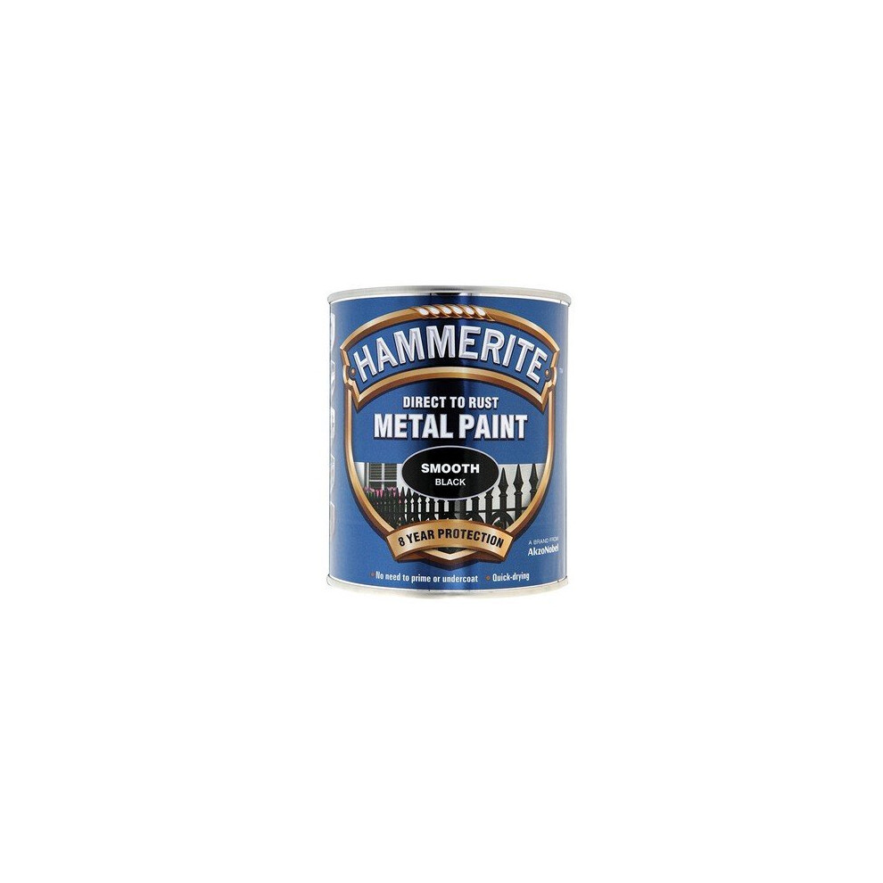 Hammerite SFBL750 Direct to Rust Smooth Finish Metal Paint Black 750ml