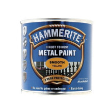 Hammerite HMMSFY250 Direct to Rust Smooth Finish Metal Paint - Yellow, 250ml