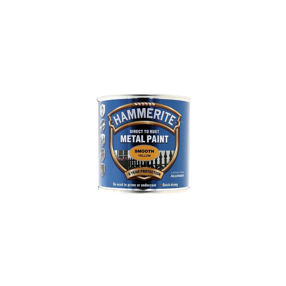 Hammerite SFY250 Direct to Rust Smooth Finish Metal Paint Yellow 250ml