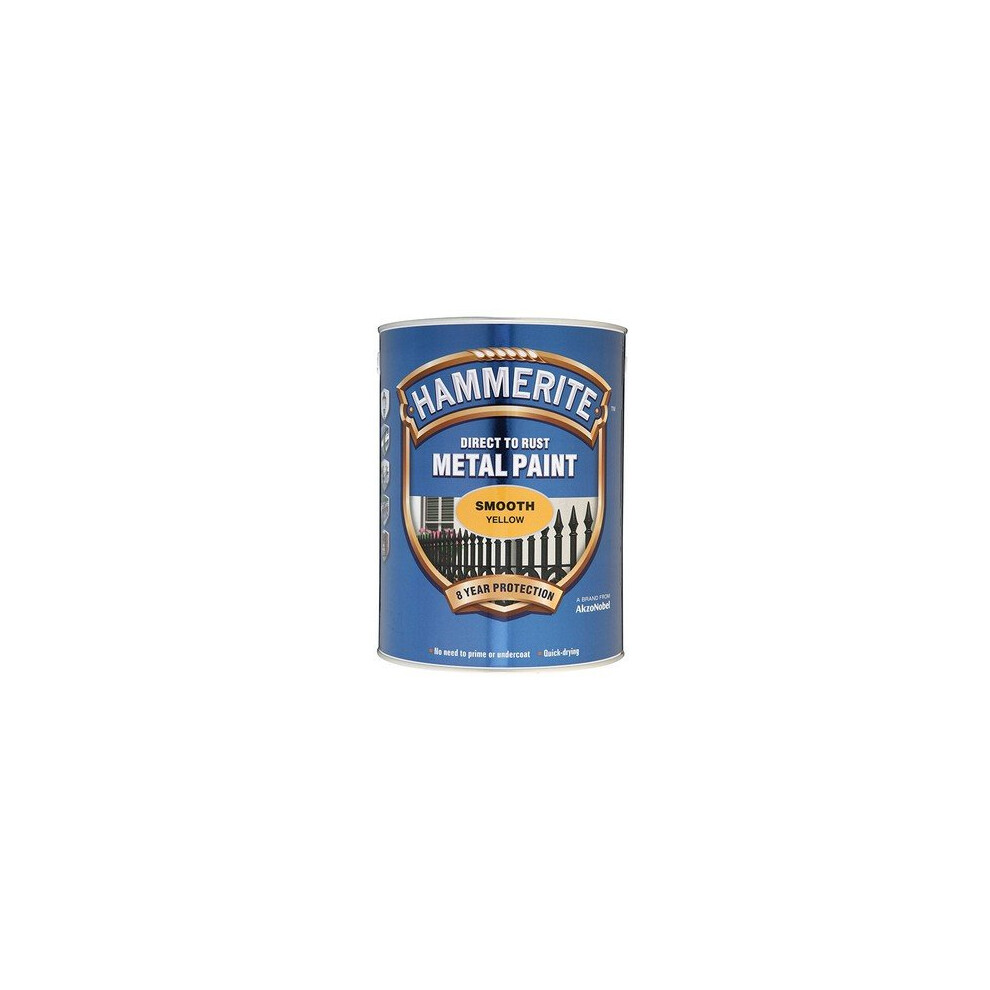 Hammerite SFY5L Direct to Rust Smooth Finish Metal Paint Yellow 5 Litre