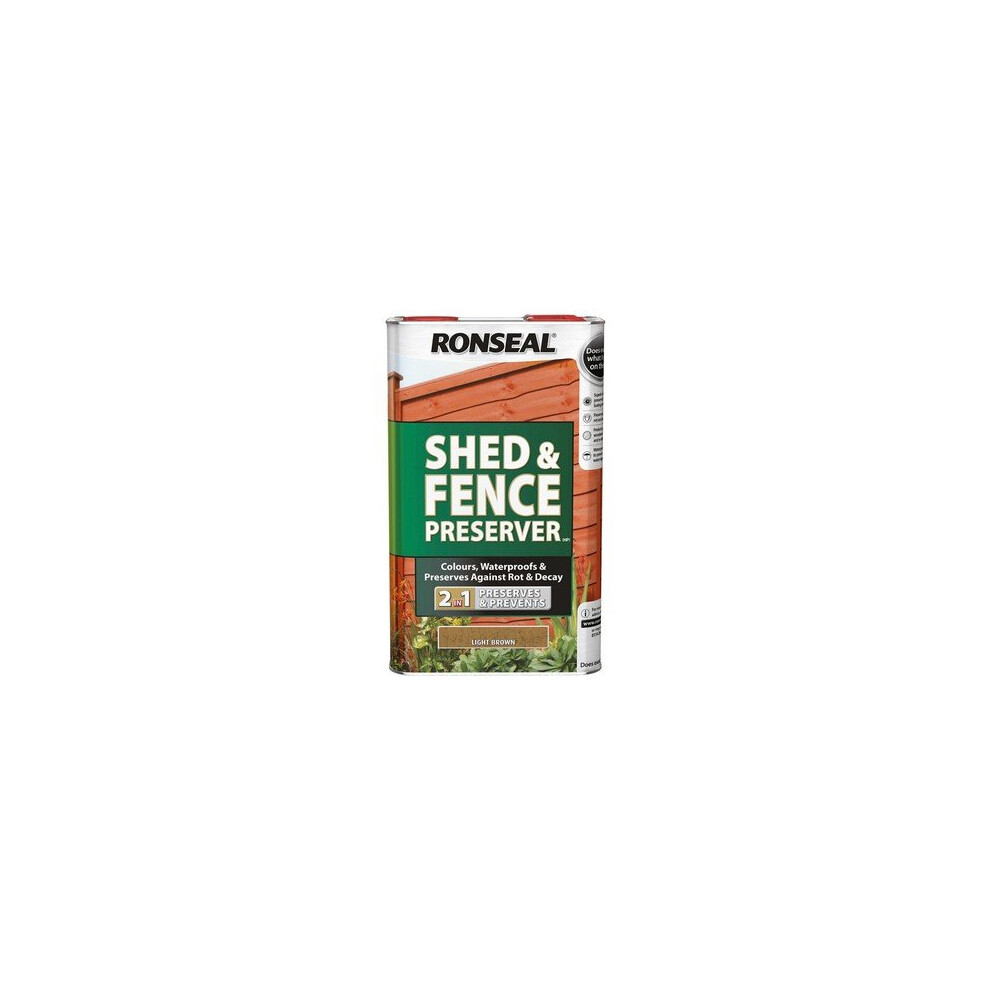 Ronseal 37651 Shed & Fence Preserver Autumn Brown 5 Litre