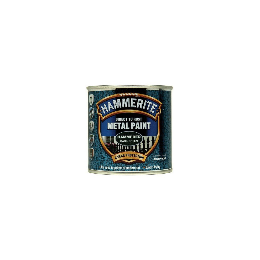 Hammerite HFDG250 Direct to Rust Hammered Finish Metal Paint Dark Green 250ml