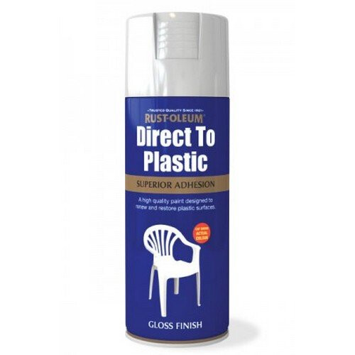 Rust-Oleum AE0030001E8 Direct To Plastic White Gloss Spray Paint 400ml