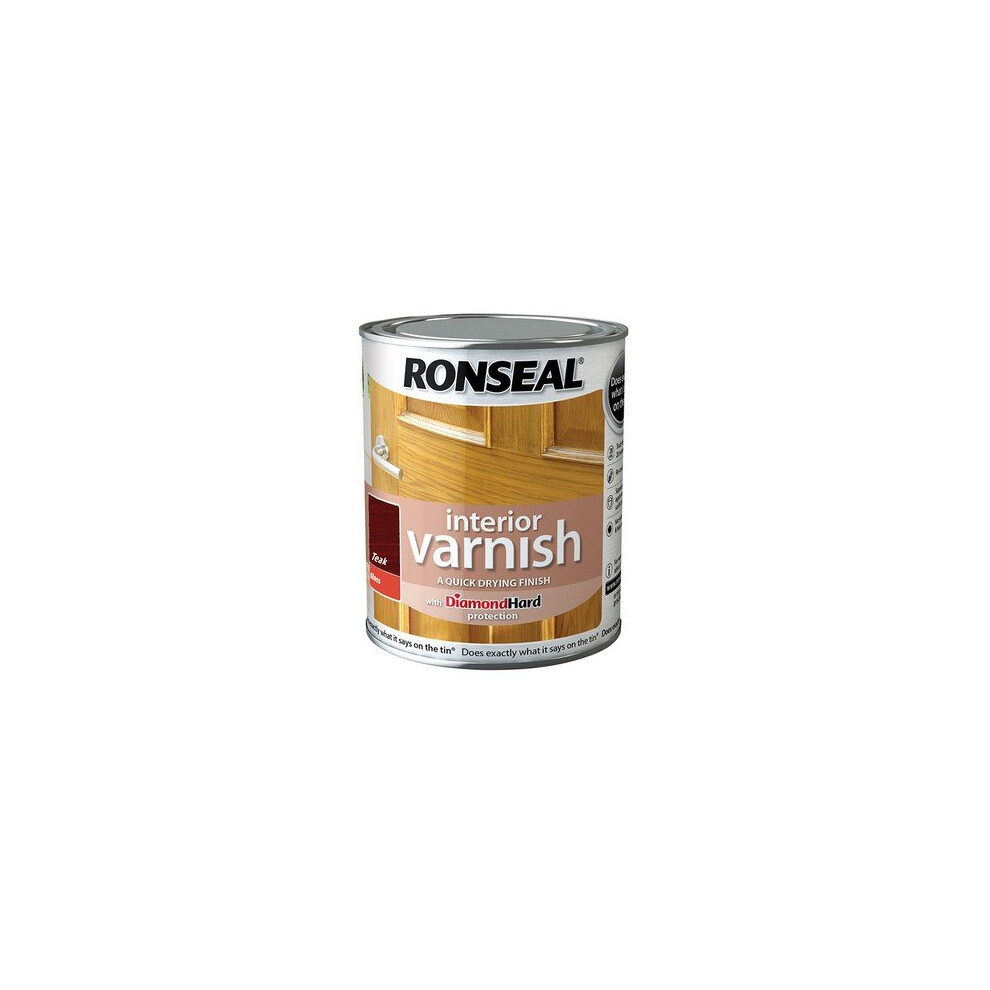 Ronseal 36851 Interior Varnish Quick Dry Gloss Teak 750ml