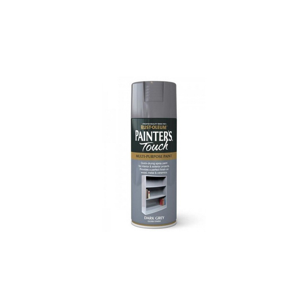 Rust-Oleum AE0040015E8 Painters Touch Dark Grey Gloss Multi Purpose Spray Paint 400ml