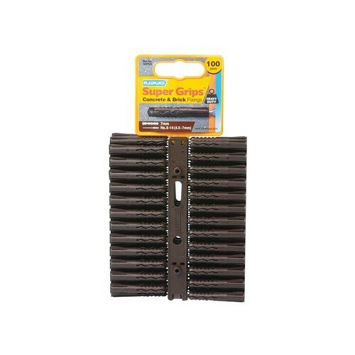 Plasplugs SBP 503 Solid Wall Super Gripsâ¢ Fixings Brown (100)