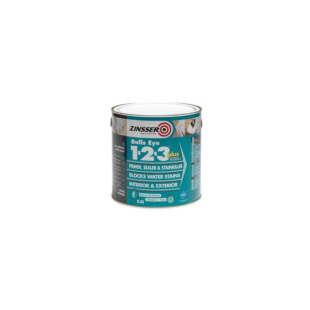 Zinsser ZN7190001C1 123 Bulls Eye Plus Primer / Sealer Paint 2.5 Litre