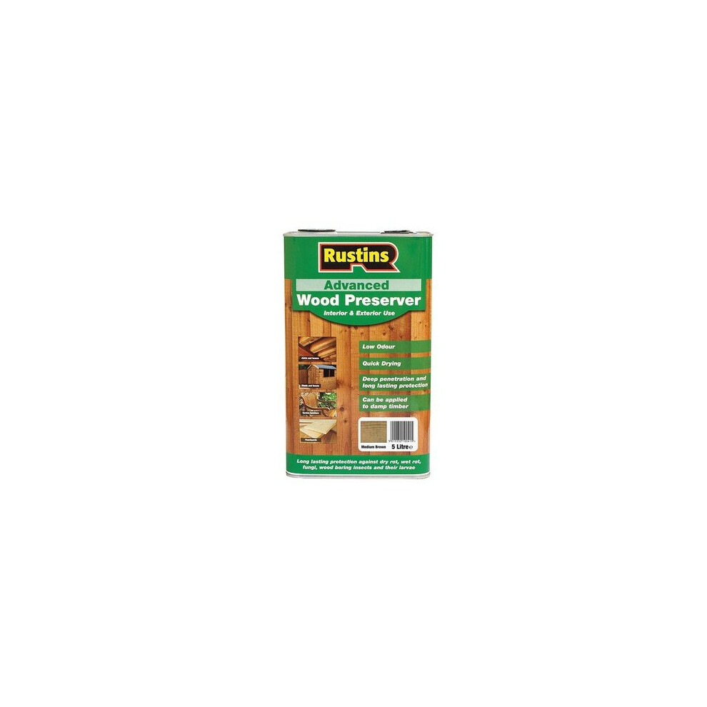 Rustins AWMB5000 Advanced Wood Preserver Mid Brown 5 Litre