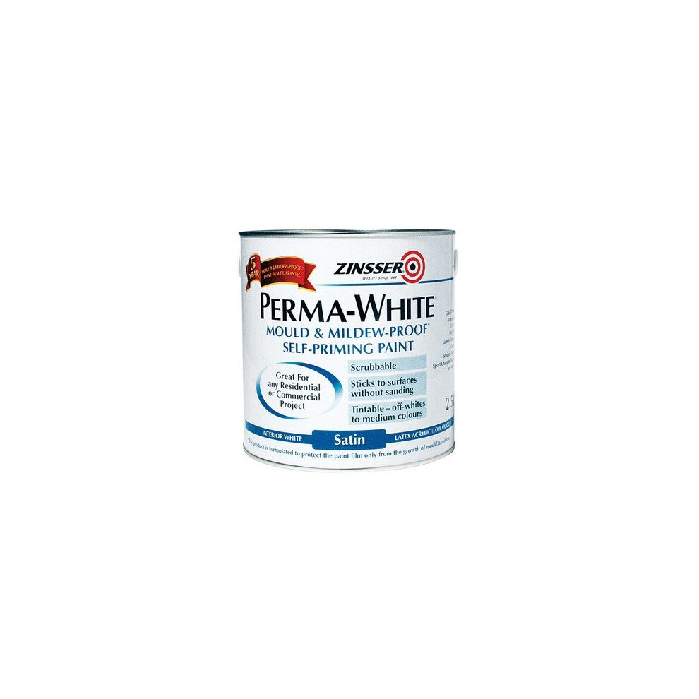 Zinsser ZN7050001C1 Perma-White Interior Paint Satin 2.5 Litre