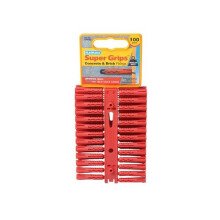 Plasplugs SRP 502 Solid Wall Super Gripsâ¢ Fixings Red (100)