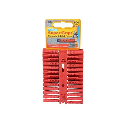 Plasplugs SRP 502 Solid Wall Super Gripsâ¢ Fixings Red (100)