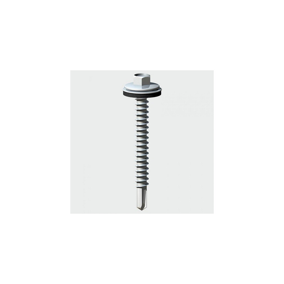 TIMco H55W16B Hex No.5 Self Drill Screw with 16mm Washer Silver Ruspert 5.5 x 55mm Box of 100