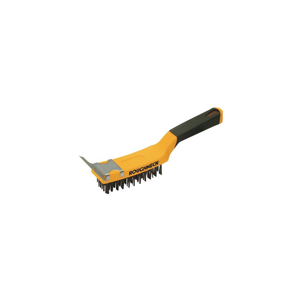 Roughneck 52-042 Carbon Steel Wire Brush Soft Grip with Scraper 300mm (12in)