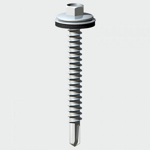 TIMco TIMco L32W16B Hex No.3 Self Drill Screw with 16mm Washer Silver Ruspert 5.5 x 32mm Box of 100