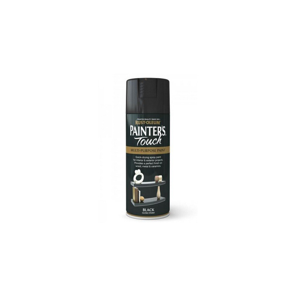 Rust-Oleum AE0040026E8 Painters Touch Black Gloss Multi Purpose Spray Paint 400ml