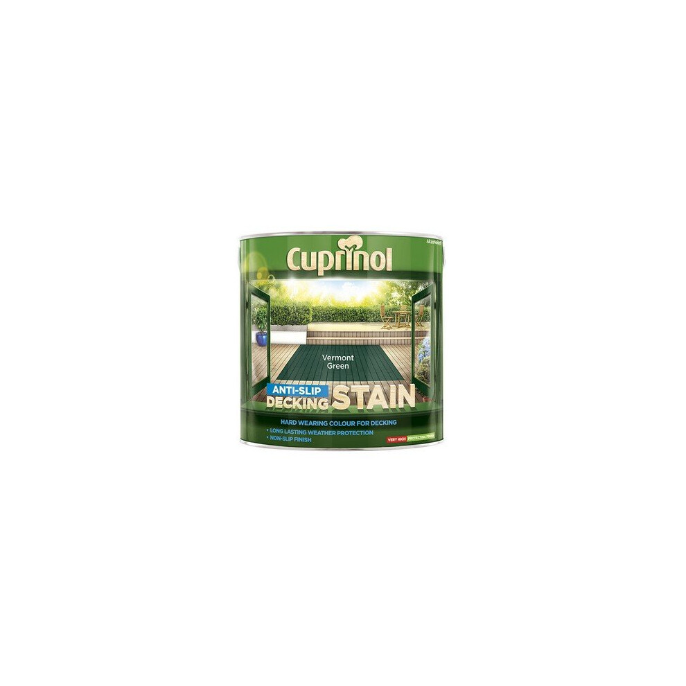 Cuprinol 5083458 Anti Slip Decking Stain Vermont Green 2.5 Litre