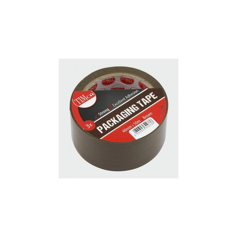 TIMco PTB Packaging Tape Brown 50m X 48mm Pack Of 3