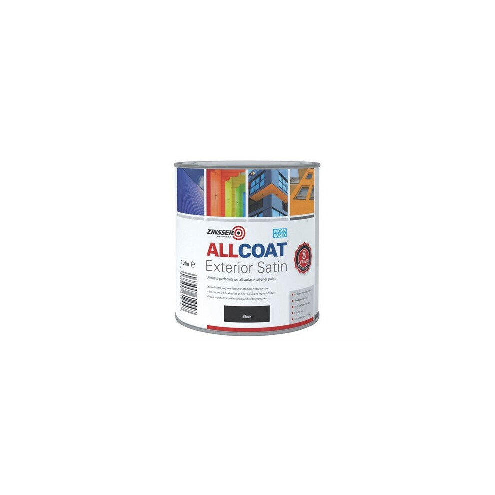 Zinsser AllCoat Exterior WB Satin Paint Black 1L