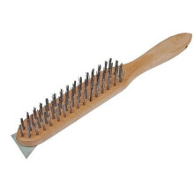 Faithfull FAI6804S 680/4S Heavy-Duty Scratch Brush with Scraper - 4 Row