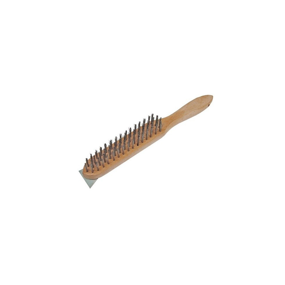 Faithfull FAI6804S 680/4S Heavy-Duty Scratch Brush with Scraper - 4 Row