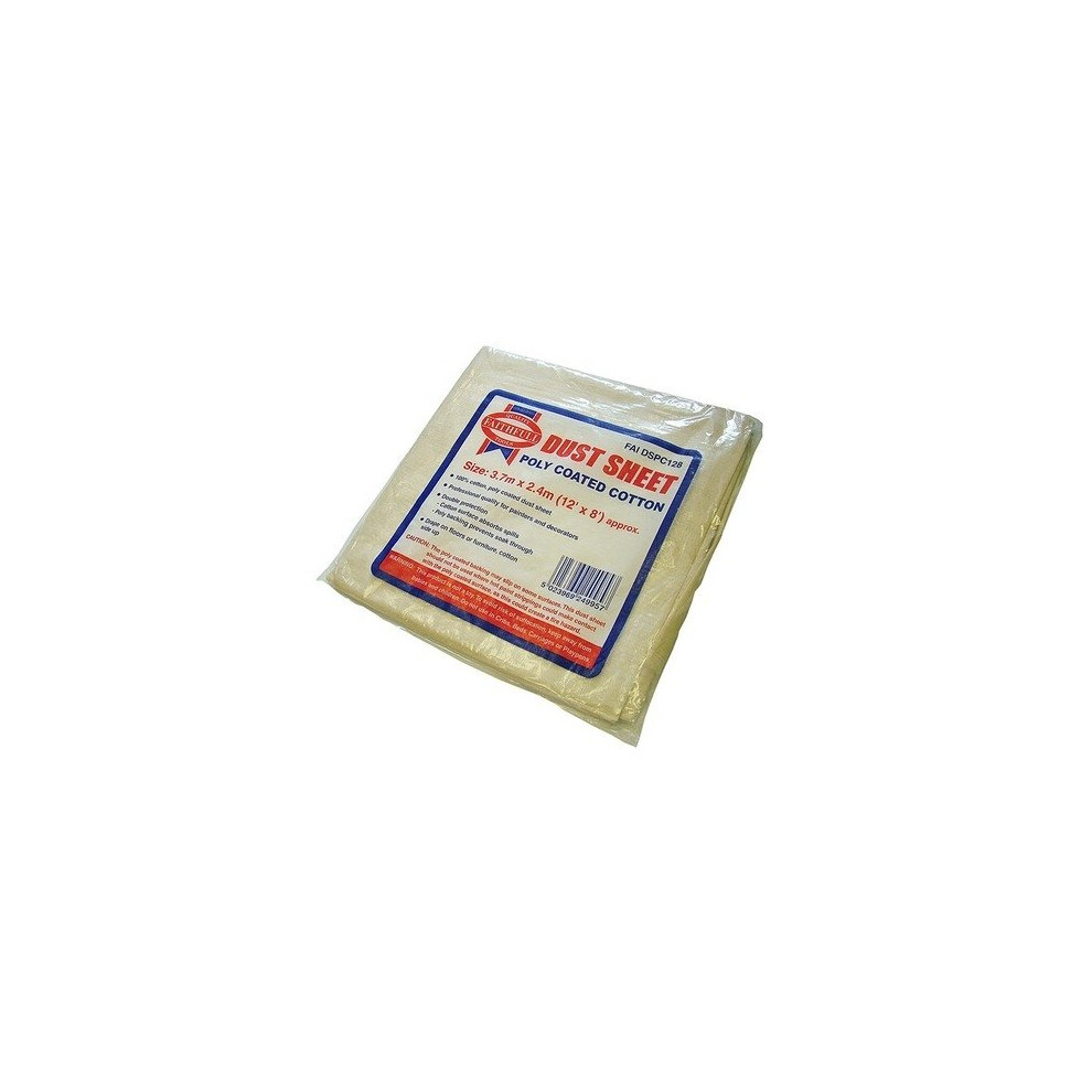 Faithfull FAIDSPC128N Cotton Twill Polythene Backed Dust Sheet 12 x 8ft