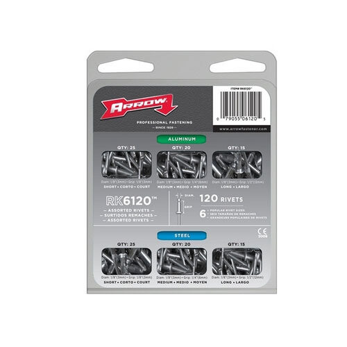 Arrow Arrow RK6120 Assorted Aluminium Rivet Pack: 120