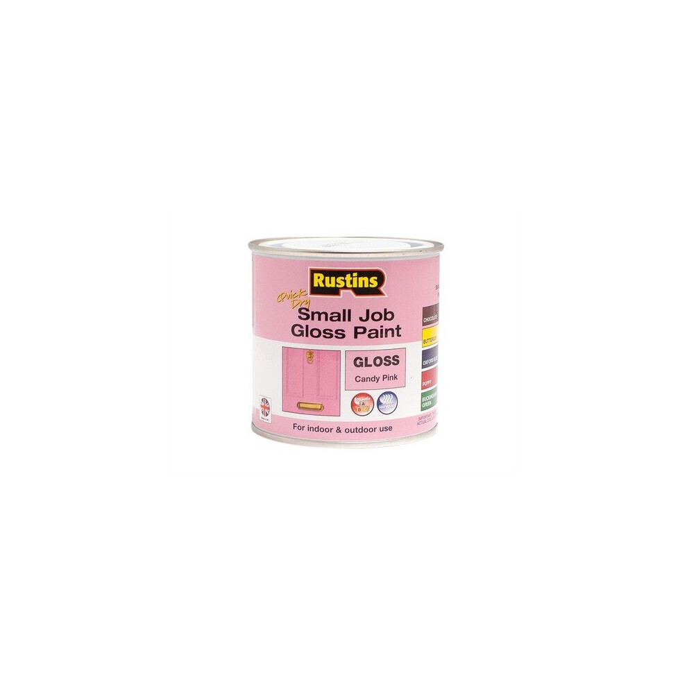 Rustins RUSSJCPQD Quick Dry Small Job Gloss Paint Candy Pink 250ml