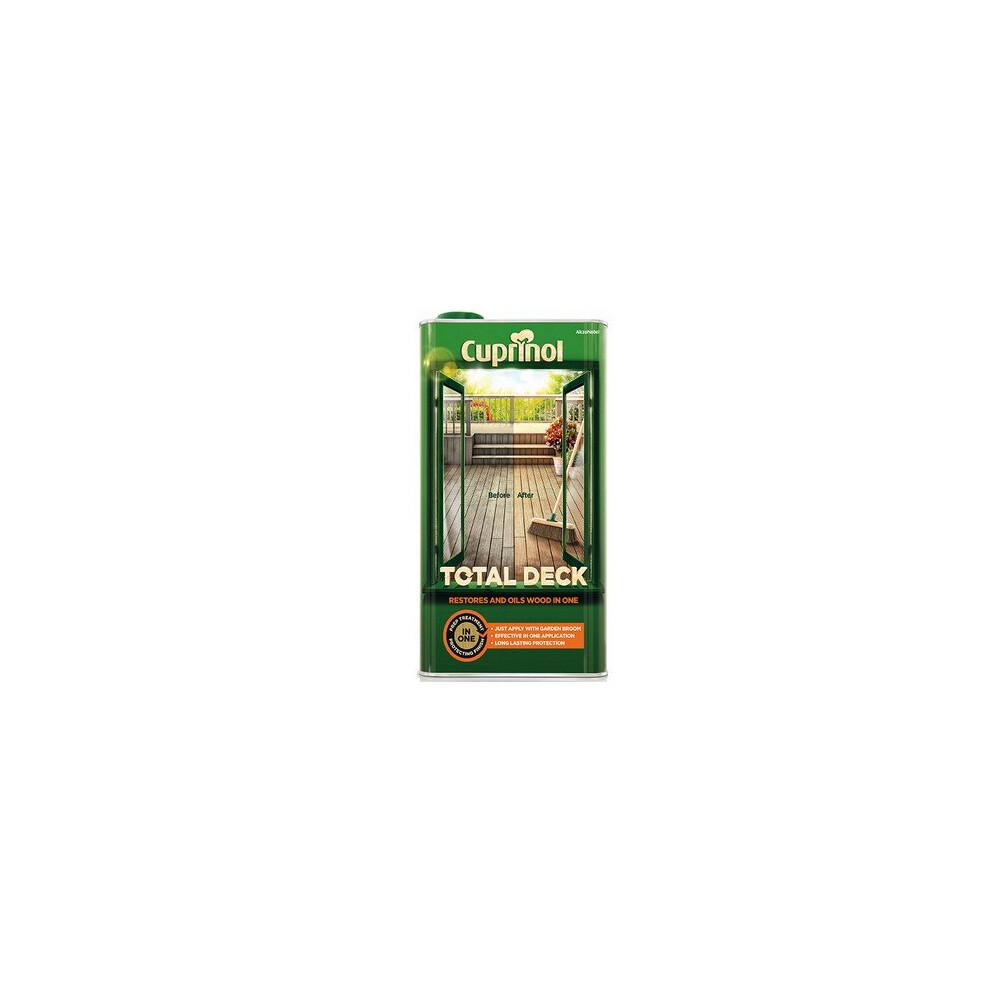 Cuprinol 5211845 Total Deck Restore & Oil Wood Clear 5 Litre