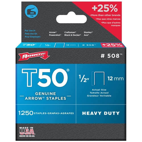 Arrow Arrow T50 Staples Size: 1/2" - 12mm Pack: 1250