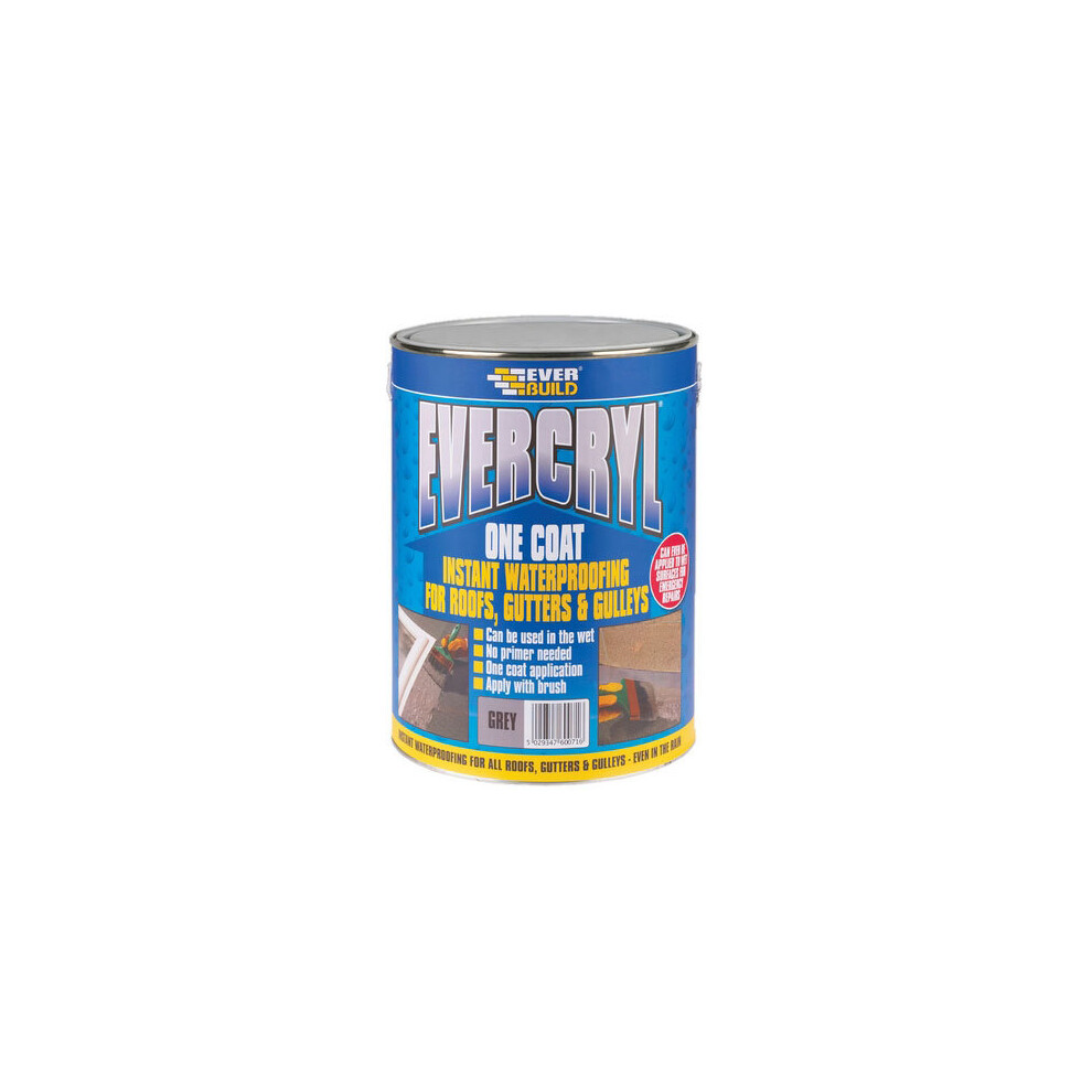 EVERBUILD EVERCRYL ONE COAT ROOF REPAIR COMPOUND (APPLIED BY BRUSH), 2.5 KG, GREY