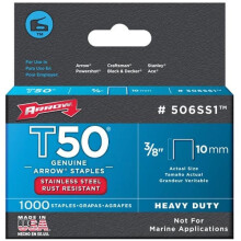 Arrow T50 Stainless Steel Staples Size: 3/8" - 10mm Pack: 1000