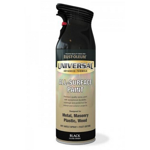 Rust-Oleum Rust-Oleum AE0160003E8 Universal All Surface Black Gloss Spray Paint 400ml