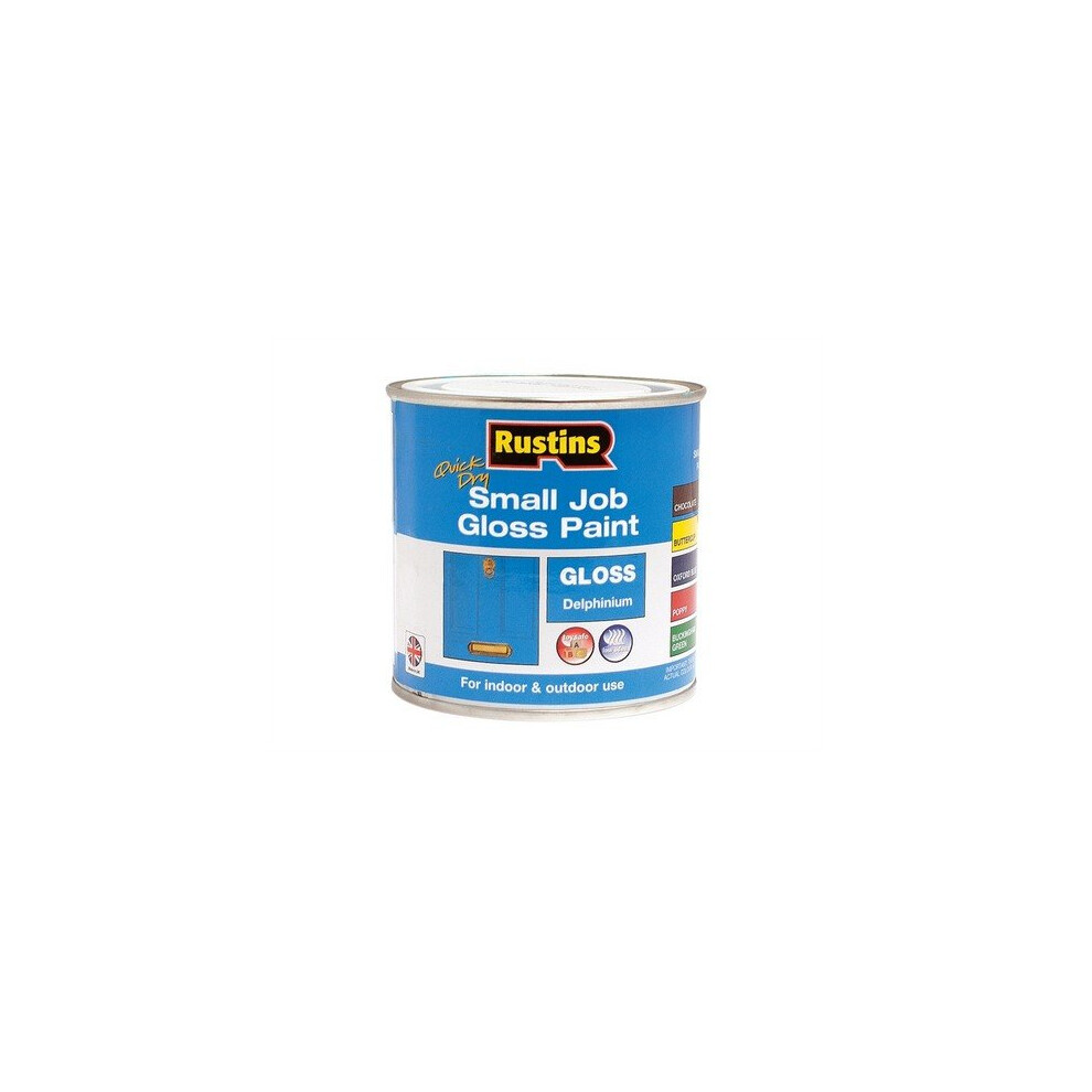 Rustins GPDEW250 Quick Dry Small Job Gloss Paint Delphinium 250ml