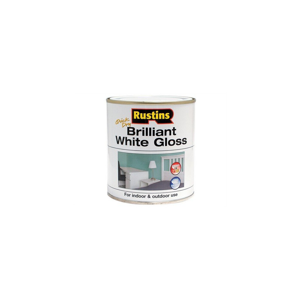 Rustins WHIGW500 Gloss Paint Water Based White 500ml